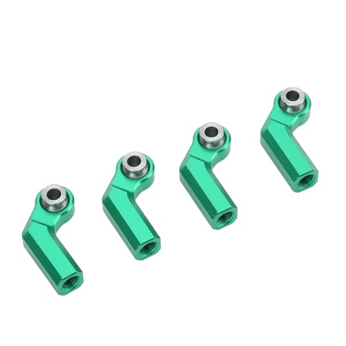 4 Set RC Link Rod End Alloy M4 Curved CW 7mm Ball Joint Head, Replacement Tie Rod End for 1/10 Scale Model Car, Compatible with Standard M4 Threaded Suspension Systems (Green) - color: Green