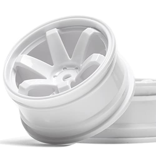4PCS RC Car Rubber Tires and Plastic Wheels Rims Compatible with 1/10 Scale On Road Touring Racing Flat Drift Car for HSP HPI Tamiya(White) - color: White