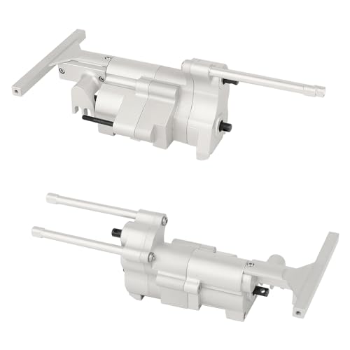 All Metal Gearbox Transmission Case with Gear Set Connector Post Rod for Axial SCX10 Pro 1/10 RC Crawler Upgrade Parts (Silver) - color: Silver