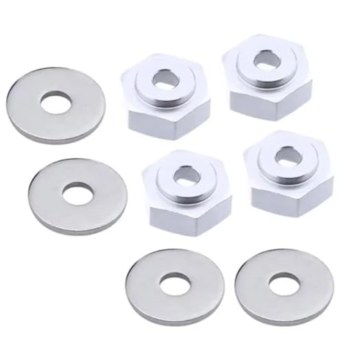Rc Accessories For HSP 1/10 1/8 12mm To 17mm Wheel Adapter Drive Hub Combiner Hexagonal Hex Hole 6mm Parts RC Car For Buggy Monster Truck(Silver) - color: Silver