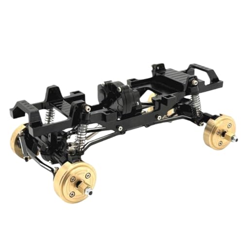Dual Speed Transmission Gear Set with All-Metal Frame for 1/24 Scale RC Cars – Includes Drive Shafts, Shock Absorbers & Servo Mount(Black) - color: Black