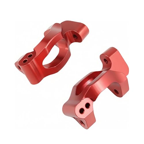 Steering Blocks & Caster C-Hubs Set for LaTrax Teton Rally RC Car (Red) | Aluminum,Knuckle,C-Cup,Stub Axle Carrier,1/18,Desert Prerunner,Upgrade Parts,7532 Compatible,7552X Compatible - color: Red