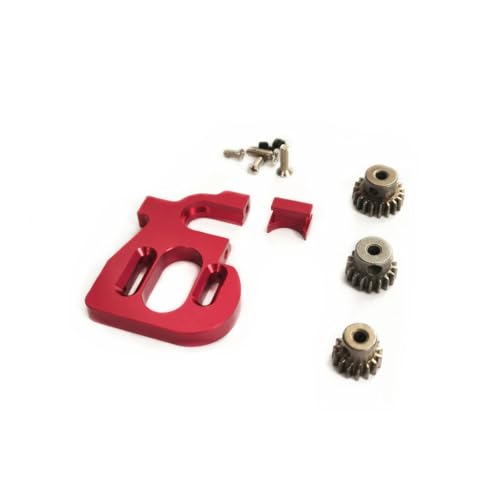 Rc Upgrade Spare For Wltoys 144010 124017 124016 Rc Car Adjustable Motor Bracket Mount With 15T 17T 19T Gears Pinions Set Upgrade Parts Accessories(Red) - color: Red