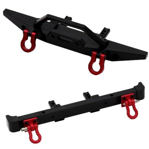 6061 Aluminum Front and Rear Bumper Set with D-Ring Tow Hooks Bull Bar for MN MN128 for 1/12 RC Crawler Car Upgrade Parts (black) - color: black