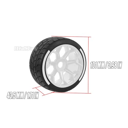 RC Highway Tires Wheel for 1/8 Typhon 6s BLX,1/7 Infraction 6S BLX,Limitless,4PCS RC Drift Tires Rubber RC Highway Wheel,White - color: White - (Highway Tires)