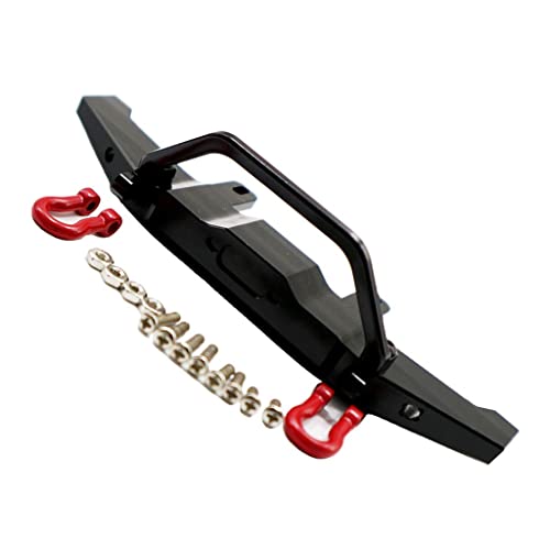 1:16 WPL C14 C24 RC Truck Aluminum Alloy Front Bumper with Red Hooks, Adjustable Height, Easy Installation - Metal, Weight and Compact - for Rock Crawler - Black - color: Black