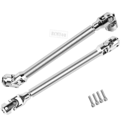 117-164MM Universal Drive Shaft Axles Upgrades Part for 1/10 SCX10 SCX10 II Redca t D90 Gen7 /Pro RC 4WD GEN8 RC Crawler,2PCS #45 Steel Driveshaft Hop-Ups,Silver