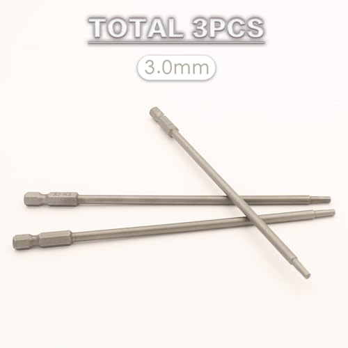 RC Hex Bit 6 Inch Power Bits 4mm for Screwgun/Power Drill(3MM X 3PCS) | High-speed Steel Precision Screwdriver Bits,Hex Head Allen Wrench Drill Bit Set,Magnetizable Tips,S2 alloy steel - size: 3MM X 3PCS