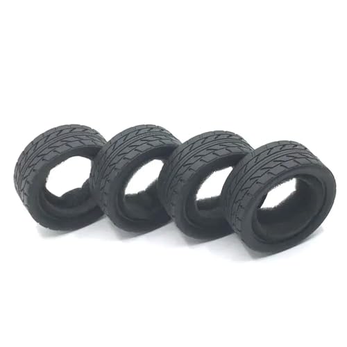 COMODO 4Pcs 65mm 1/10 Scale RC On-Road Drift Rubber Tires Pre-Mounted on Wheels Compatible with Various RC Drift Touring Cars(Black) - color: Black