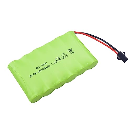2PCS AA 7.2V 2800mAh Rechargeable Battery with SM-2P Plug and 2PCS USB Charging Cable for Huina 1550 550 Remote Control Excavator, Truck, Engineering Vehicle TR-211 RC Toys Spare Batteries
