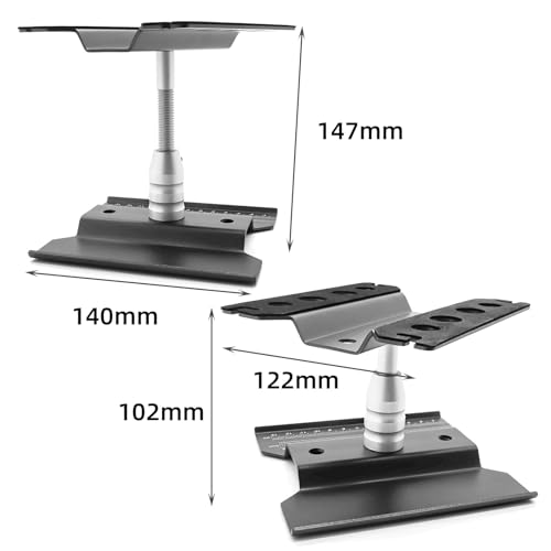 CNC Aluminum Alloy RC Car Work Stand Repair Workstation 360 Degree Rotation Lift Or Lower for 1/8 1/10 1/12 Scale Cars Trucks Buggie (Black)