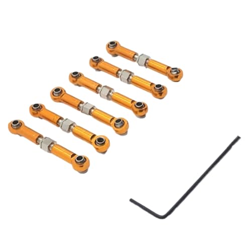 RC Models Components for Wltoys 184011 A949 A959 A969 A979 K929 1/18 Metal Linkage Pull Rod Front Rear Servo Link Tie Rod RC Car Upgrade Spare Parts(Yellow) - color: Yellow