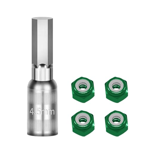 Set of 4 Aluminum Wheel Nut Including Installation Set Suitable for 1/30 Scale SCX30 Remote Control Vehicle Remote Control Car Wheel Nut - color: Green