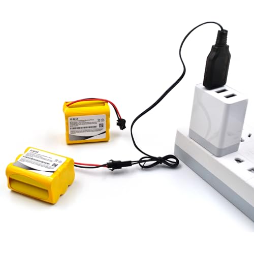 (4-Pack) 7.2V 800mAh Ni-Cd Battery with SM-2P Plug for RC Toys | Fits compatible Fisca TR-211 and Huina 1550, 1560, 1570, 560, 570 RC vehicles; includes 2 USB charging cables. - color: 4-Pack