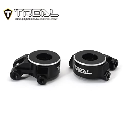 Treal Aluminum 7075 Front Steering Knuckles Set (2P) L&R CNC Machined Upgrades Compatible with 1/18 TRX4M (Black) - color: Black