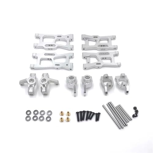 for Wltoys 144001 144010 124007 124008 124016 124017 124019 Metal Suspension Arms Steering Cup Hub Carriers Set for Upgrade Parts Rc Car Swing Arm(Silver) - color: Silver