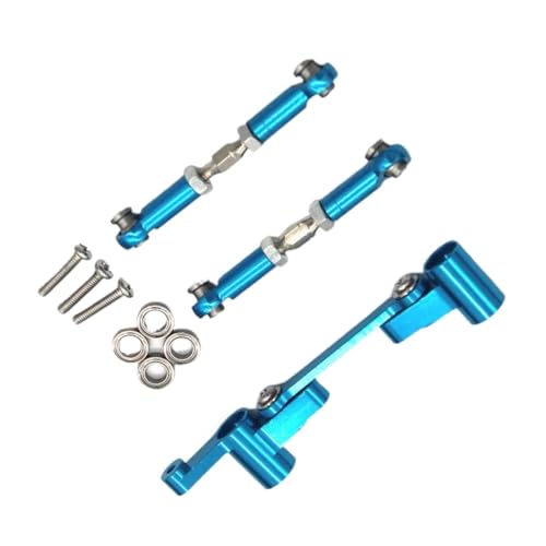 for Mjx for 14210 14209 1/14 RC 4WD Remote Control Car Remote Control Metal Upgrade Parts Steering Assembly Steering Rod Control Accessories RC Car Repair Kit(Blue) - color: Blue