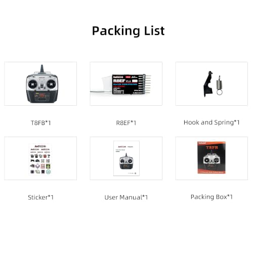 Radiolink T8FB 8 Channels 2.4GHz RC Remote Transmitter and R8EF Receiver | APP Setup 8CH Radio Controller Long Range for RC Airplane Aircraft Boat Car and More(Mode 2)