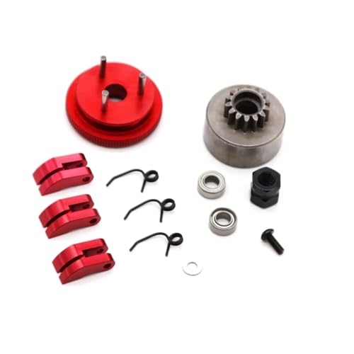 RC Car Accessories Compatible with HSP for HPI 1/8 RC Car Bearing Clutch Nut Springs Aluminum Alloy Parts Accessories 14T Gear Flywheel Assembly(Purple) - color: Purple
