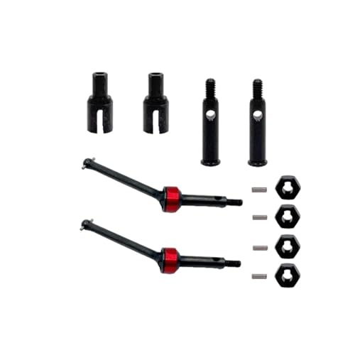 Metal Upgrade Coupling Drive Shaft Differential Cup Wheel Shaft Set, 1144 Iron Driveline Spare Parts for wl 244016 for LOSI Micro-B 1/24 RC Crawlers (Black)