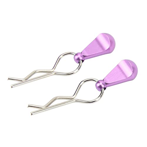 Alomejor 1/10 Body Clips Pull Tabs, RC Car Body Clips Pull Tabs Easy Installation High Strength Metal for 1/8 Remote Control Car (Purple)