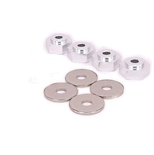4PCS Aluminum Alloy 12mm Turn to 17mm Wheel Rim Hex Adapter for 1/10 RC On Road Car Buggy Truck Can Use 1/8 Tires(Silver) - color: Silver