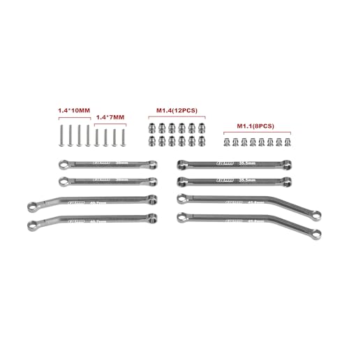 GPM for Axial SCX30 1/30 7075-T6 Aluminum Front & Rear Link Set RC Crawler for SCX30 Ford Bronco Jeep Wrangler JLU Chevrolet K10 (Gray) - color: Gray