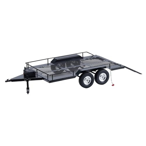 DJX RC Trailer,1/10 Scale Trailer with Light Strip Suitable for Axial D90 D110 SCX10 TRX4 Redcat GEN7 GEN8 CC01 CC02 Etc 1/10 RC Crawler Car - style: 1/10 RC Trailer