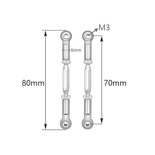RC Car Rod Linkage Compatible with Traxxas for Slash 4X4/2WD 1/10 RC Car Upgrade Parts 1 Set 7 Pcs Metal Turnbuckle Camber Link End Adjustable Kit(Black) - color: Black
