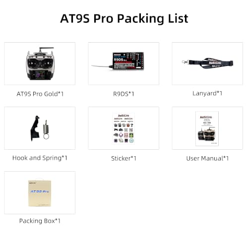 Radiolink AT9S Pro 10/12 Channels Radio Transmitter and Receiver R9DS, Long Range for Airplane/Jet/FPV Racing Drone/Quad/RC Truck Car/Boat and More (Mode 2 Left Hand) - color: At9s Pro-gray