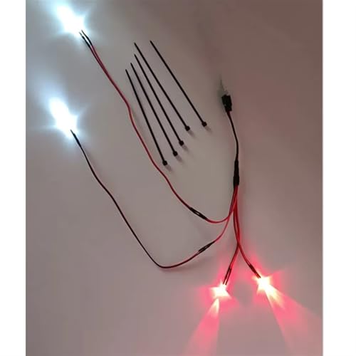 RC Front Rear Lamp Group Compatible with TRX4M 1/18 RC Crawler Car Upgrade Parts 4 Lamp Beads 3mm Red White Headlights & Taillights Lights Kit RC Car Lamp