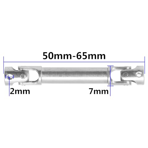 2Pcs Vgoohobby 2mm 3mm 4mm Metal RC Drive Shaft CVD Driveshaft Compatible with WLtoys Axial MN Model WPL Tamiya 1/24 1/18 1/16 1/14 1/12 RC Military Crawler Car Tractor Truck (50-65mm 4-4) - color: 50-65mm 4-4
