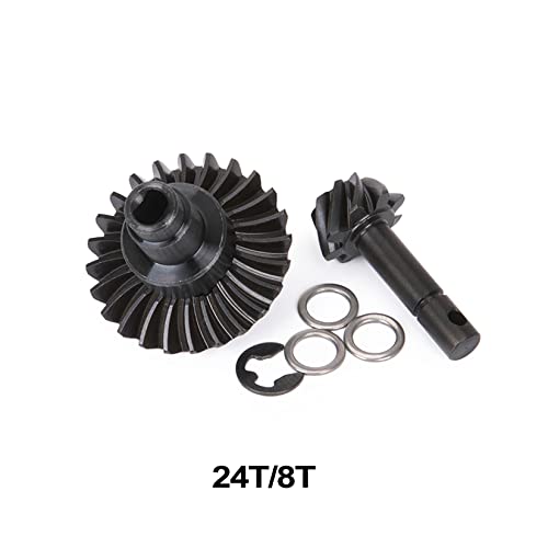 Heavy Duty Bevel Helical Overdrive Gear RC Car Bevel Gear 8T 24T/27T/30T/33T AR44 for 1/10 RC Rock Crawler Axial SCX10 II Axle Portal Spare Parts (24T 8T) - size: 24T 8T