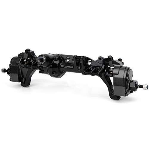 Remote Control Car Metal Front Portal Axle Assembly for 1/10 SCX10 III RC Crawler (Black) - color: Black