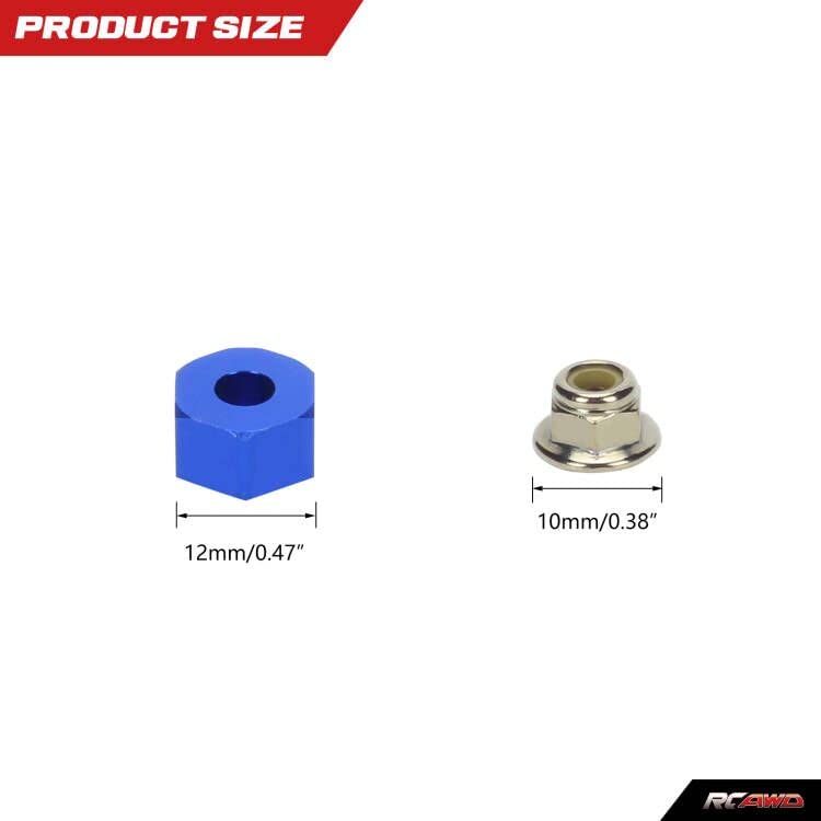RCAWD 12mm Aluminum Wheel Hex Drive Hub Adaptor (4P) & M4 Locknut (4P) RC Model Car Parts Blue(Orange) - color: Navy Blue