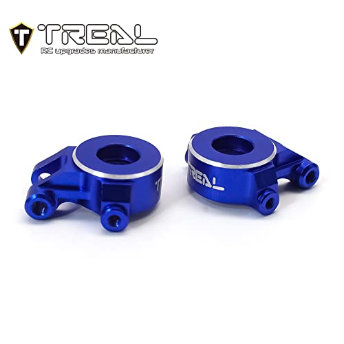 TREAL Aluminum 7075 Front Steering Knuckles Set (2P) L&R CNC Machined Upgrades Compatible with 1/18 TRX4M (Blue) - color: Blue