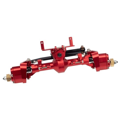Aluminum Alloy Portal Axle Assembly, High Clearance CNC Metal Upgrade Parts Compatible with for axial SCX24 C10 90081 AXI00002 AXI00005 1/24 RC Crawlers (Front axle red) - color: Front Axle Red