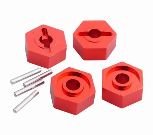 Rc Accessories For HSP 286042 1/16 ATV94187 94186 Pro 94286 B 4pcs Scale RC Monster Truck Aluminum Wheel Hub Hex Adapter 5mm(Red) - color: Red