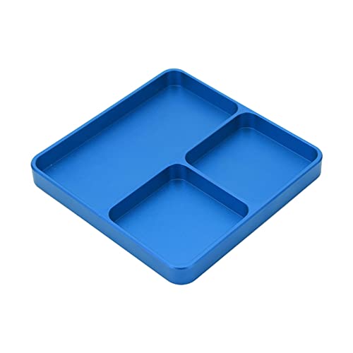 RC Model Repair Screw Tray, Magnetic Tool Tray for RC Car Maintenance, CNC Aluminum Alloy Organizer with Magnetic Pads for Remote Control Vehicles Aircraft Helicopters (Blue) - color: Blue