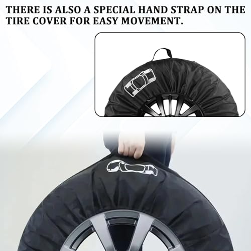 Spare Tire Bag with Adjustable Elastic Strap Car Dustproof Tires Protector for All Seasons, 26" Oxford Cloth Tire Sunproof 13"-18" Spare Tires Storage Bag, Universal for Most Cars (Small)
