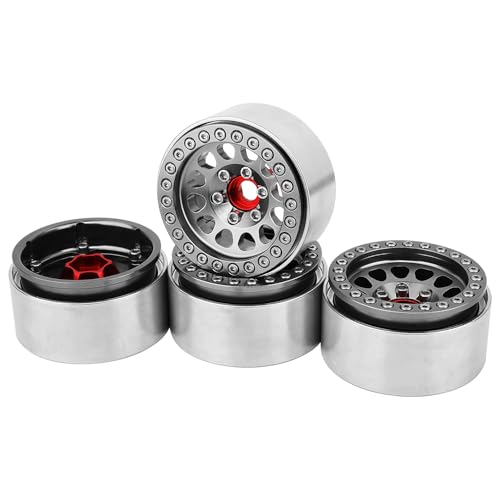 Aluminum 1.9 Beadlock Wheels Rims for 1/10 RC Crawler Axial SCX10 I II III Capra TRX4 TRX6 VS4-10 Gen8 MST CFX Upgrades Parts (Titanium) - color: Titanium