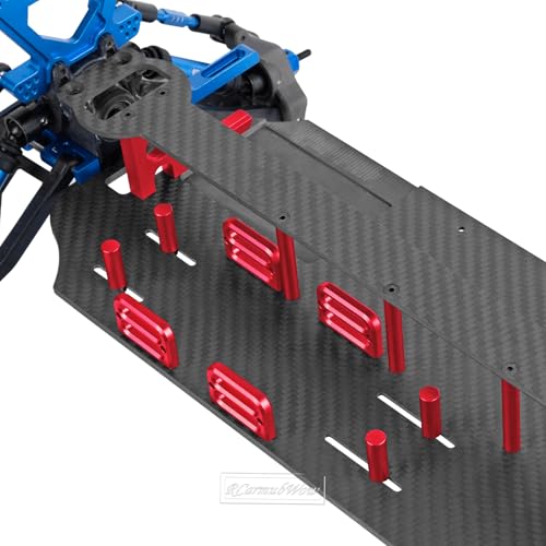 Carbon Fiber Chassis Upgrades Part for 1/10 F0rd F15O Rapt0r R 101076-4,RC Chassis Protect Armor Skid Plate Guard,Red - color: Red(1set)