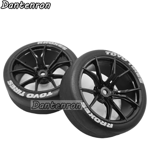 1/10 RC Drift Tires and Street Wheels 12mm Hex Rubber Rally Racing Tyres OD 2.56" for 1:10 On Road Touring Car Tamiya TT01 TT02 XV01 HPI KYOSHO HSP PTG2 Traxxas TA06 A959 PTG2 4PCS (Black)