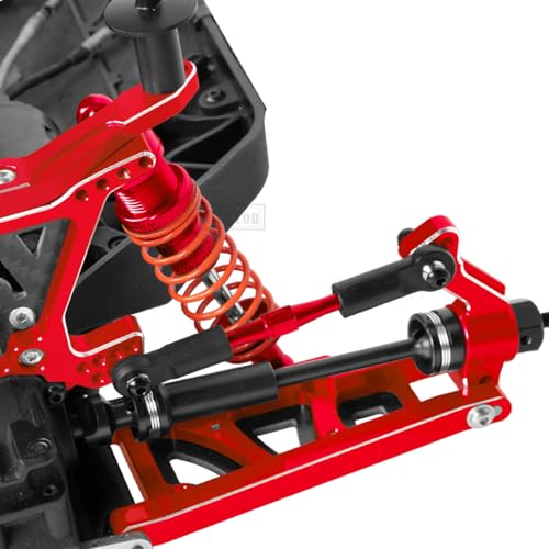 Aluminum Big Bore RC Shock Absorber Upgrades Part for 1/10 Slash 2WD 4x4,Stampede 2WD 4X4,Rustler 2WD 4X4,Hoss 2WD 4X4,Alloy 4PCS Front Rear RC Shocks w/Golden spring,Red - color: Red - Upgrades Part