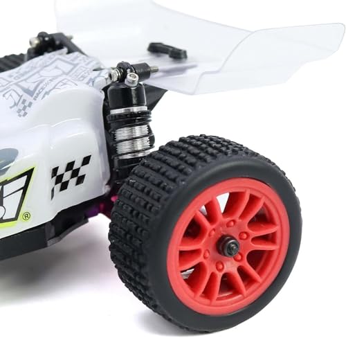 4PCS Pre-Mounted Pin Buggy RubberTires and Wheel Rims Set 7MM Hexagon for 1/24 Losi Micro-B RC Car Upgrades Parts (Blue) - color: Blue
