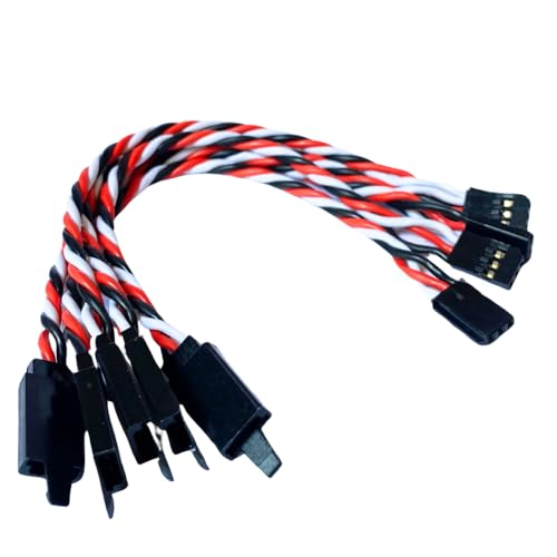 BackBayRC - 20awg Twisted Servo Extension Cable w/Safety Clip - 100 Strands for RC Vehicles, Drones, E-Bikes - 7 Lengths / 5 Wires per Pack (15CM / 6in) - style: 15CM / 6in