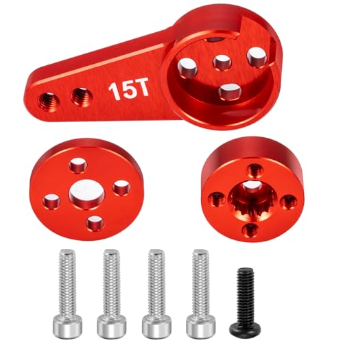 Adjustable Servo Horn 15T Aluminum Servo Arm Upgrade for 1/5 RC Buggy Truck Short Course Car (Red) - color: Red