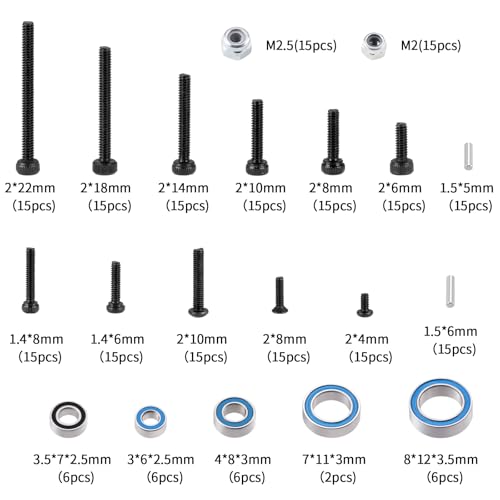 RC Screw Kit Screws Sealed Bearing Kits Set with Storage Case | Upgrade Parts, For Redcat 1/18 Ascent-18, Rock Crawler Car