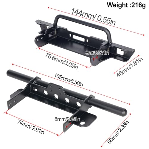 1/10 Scale Bumper Metal Compatible for VP Vanquish VS4-10 VVV-C1355 RC4WD VS410 Phoenix RC Crawler Upgrade Parts (Front Bumper) - style: Front Bumper