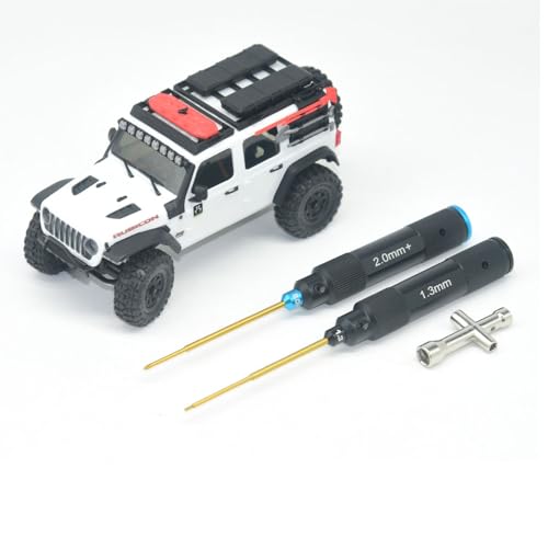 RC Aluminum Tool Set for AXIAL 1/30 SCX30 RC Crawler Car, Hex 1.3mm, PH 2.0mm, Mini Box Nut, Gold Titanium Coated Tips (RC Mini Tool Set) - color: Rc Mini Tool Set